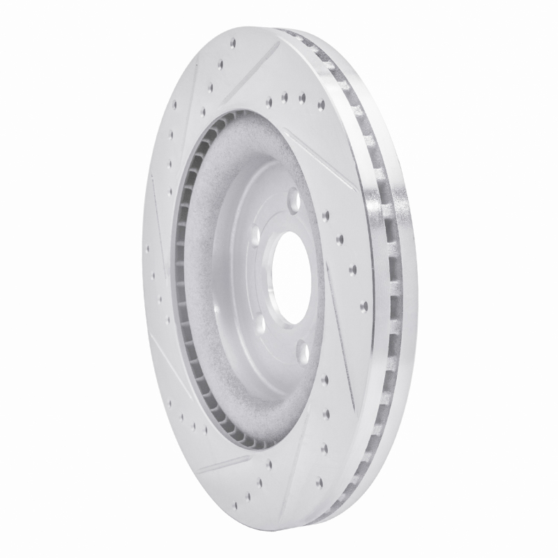 Ford Explorer Brake Rotor (1) - Front Right - R1 Concepts - Drilled & Slotted - Silver - `13-`19